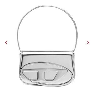 Diesel Metallic Silver Shoulder Bag with Embossed Logo